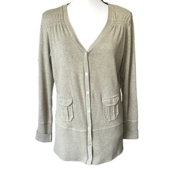 Soft Surroundings Green Button Front Cardigan With Pockets Womens Size Medium - Picture 1 of 13